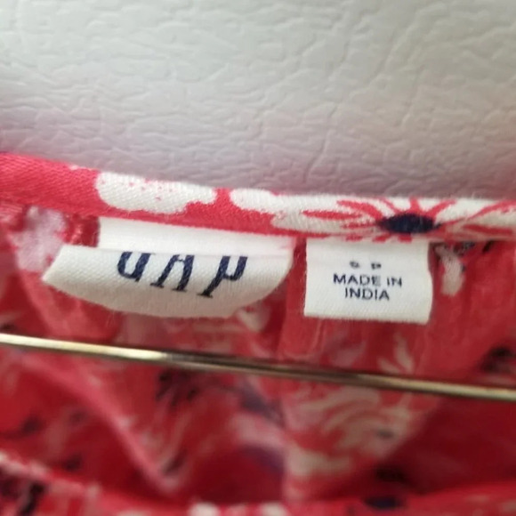 Gap Red Floral V-Neck Short Sleeve Mini Summer  Dress Cotton S - Picture 4 of 10